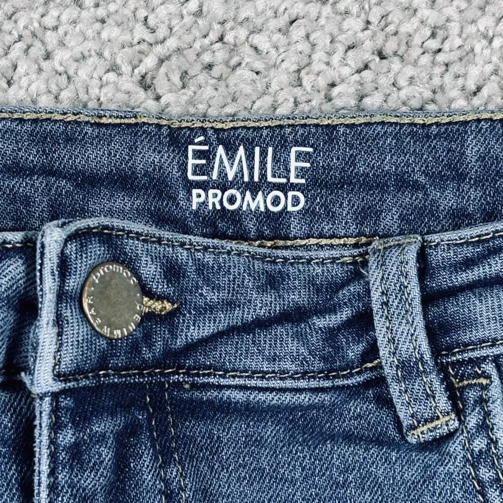 Emile Promod Womens High Rise Straight Leg Jeans‎ Medium Wash Blue Size UK 16